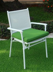 Wicker Dining Chair, Aluminum Frame w/Synthetic Wicker, Joyce Ann Style, White (Min 2)