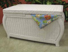 Wicker Storage Trunk Bombay White Woodlined