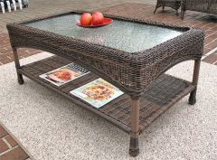 Resin Wicker Cocktail Table w/Inset Glass Top--Laguna Beach Style (4) Colors