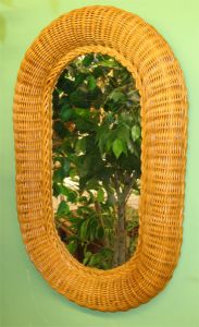 Wicker Mirror, Caramel Oval 19" x 29"