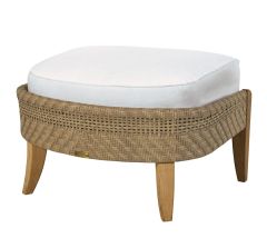 Lane Venture Edgewood Resin Wicker and Teak Ottoman with Cushion