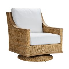 Lane Venture Hemmingway Loggia Resin Wicker Swivel Rocker Lounge Chair with Cushions