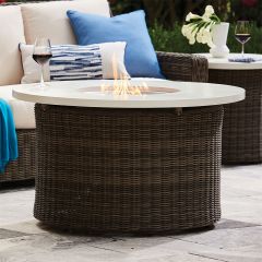 Lane Venture Resin Wicker Oasis Round Gas Fire Pit