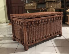  Wicker Trunk Victorian Beaded Teawash Brown Woodlined