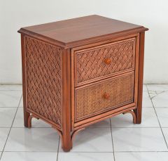 Wicker Night Stand Milano 2 Drawer Night Stand w/Wooden Top, Available in Tea Wash Brown