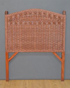 Wicker Headboard, Twin Tea Wash Brown Victorian Beaded Style