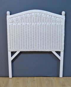 Wicker Headboard, Twin White Victorian Beaded Style