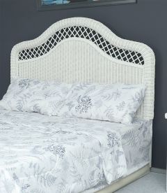 Wicker Headboard White Full/Queen Pavilion Style