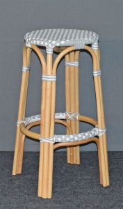 Wicker Bar Stools, Rattan Frames with Easy Clean Resin Wicker Seats. Lila Style Natural White/Gray Top---SPECIAL Pricing