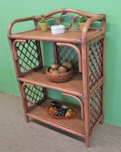 Wicker Floor Shelf, Tea Wash 3 Shelves