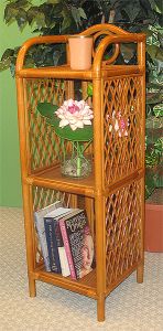 Wicker Floor Shelf, Slim 3-Tier Shelves, Tea Wash