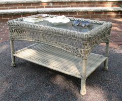 Resin Wicker Cocktail Table w/Inset Glass Top Bel Aire Style (5) Colors