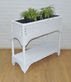 Wicker Plant Stand Tiffany Window Box Style White