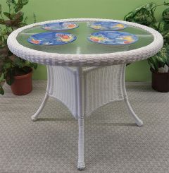 36" Round Resin Bistro Table w/Glass Top (Has Umbrella Hole) (Comes in 3 Colors)