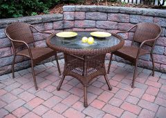 Resin Wicker Dining Set 36" Round (Table Has Umbrella Hole)