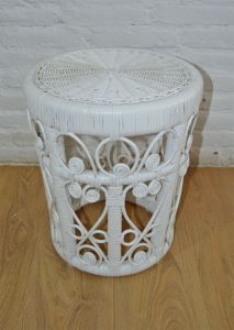 Wicker Plant Stand or Table White Victorian Style 