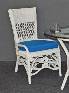Wicker Dining Chair Armless Victorian Style, White (Min 2)