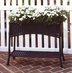 Veranda Resin Wicker Window Box Planter, Black 