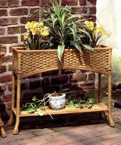 Veranda Resin Wicker Window Box Planter, Golden Honey