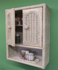 Wicker Wall Cabinet, White Wash