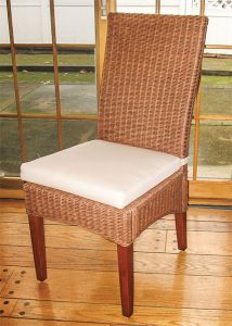 Wicker Dining Chair, Mahogany Wood Tea Wash Frame Signature Style