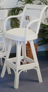 Fiji Rttan Framed Natural Wicker Bar Stool White (Minimum 2)