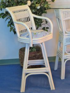 Fiji Rattan Framed Natural Wicker Counter Stool White (Minimum 2)