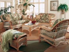 (5) Piece Natural Rattan Wicker Furniture Set, Mariner