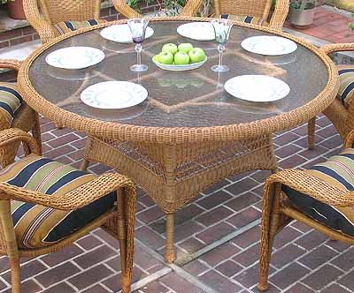 Resin Wicker Dining Table Only 60" Round (5 Colors No Chairs--Has Umbrella Hole