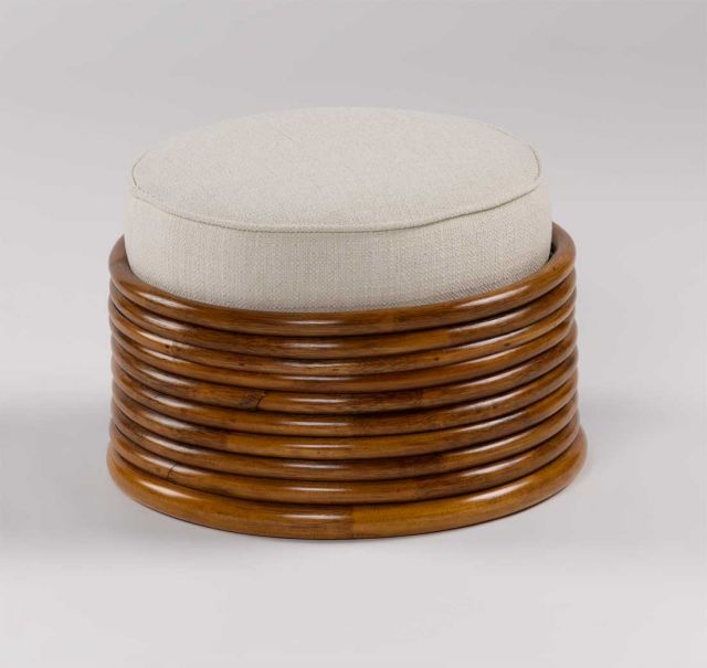 Riviera Rattan Ottoman (Custom Finishes Available)