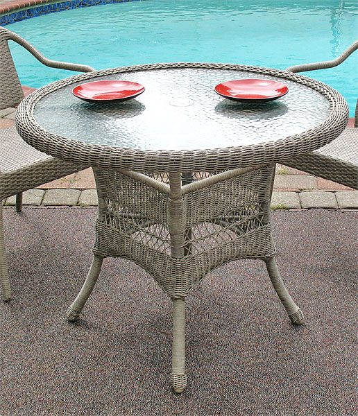 Resin Wicker Dining Table 36" Round-(Table Has Umbrella Hole) (5) Colors 