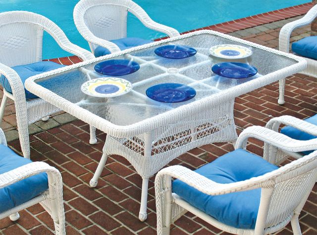 Resin Wicker Dining Table Only 60" x 36" Rectangle (4 Colors)No Chairs--Has Umbrella Hole