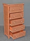 Wicker Dresser Augusta 5 Drawer w/Inset Glass Top Tea Wash Brown