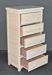 Wicker Dresser Augusta 5 Drawer w/Inset Glass Top White Wash