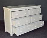 Wicker Dresser Augusta 6 Drawer w/Inset Glass Top White