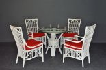 WHITE WITH RED CUSHIONS