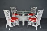 WHITE WITH POPPY RED CUSHIONS