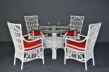 WHITE WITH POPPY RED CUSHIONS