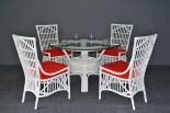 WHITE WITH POPPY RED CUSHIONS