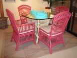 Rattan Dining Set With 4 Side Chairs Cottage Style (Custom Colors Available)