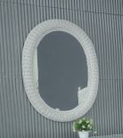 Wicker Mirror, White XL Oval 30