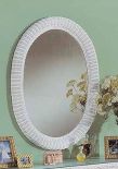 Wicker Mirror, White XL Oval 30