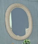 Wicker Mirror, Whitewash XL Oval 30