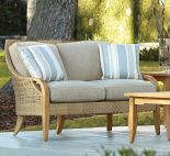 Lane Venture Edgewood Resin Wicker and Teak Loveseat with Cushions