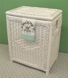 Wicker Hamper, Removable Cloth Liner, All Natural Rattan, White, Medium Size