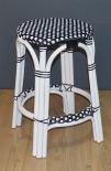 Wicker Counter Stools, Rattan Frames with Easy Clean Resin Wicker Seats, Lila Style White-Black/White Top---SPECIAL Pricing