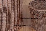 Wicker Hamper Round Lined Beaded Victorian Style AND Matching Round Waste Basket Teawash Brown