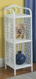 Wicker Floor Shelves, Slim, 3 Shelves, White