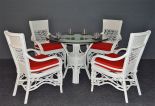 WHITE WITH POPPY RED CUSHIONS