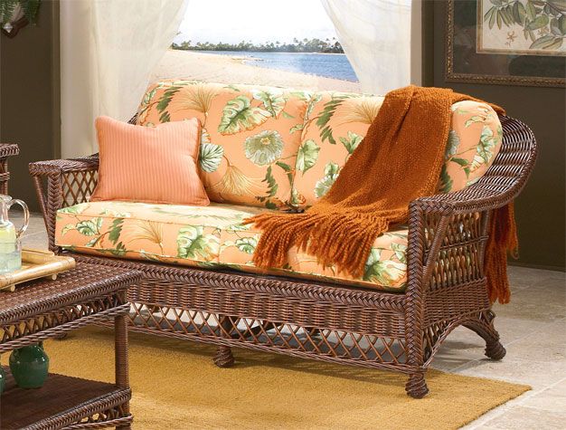 natural wicker outdoor loveseat